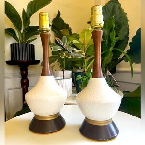 Danish Modern Genie Bottle Ceramic Walnut Lamp Royal Haegar MCM